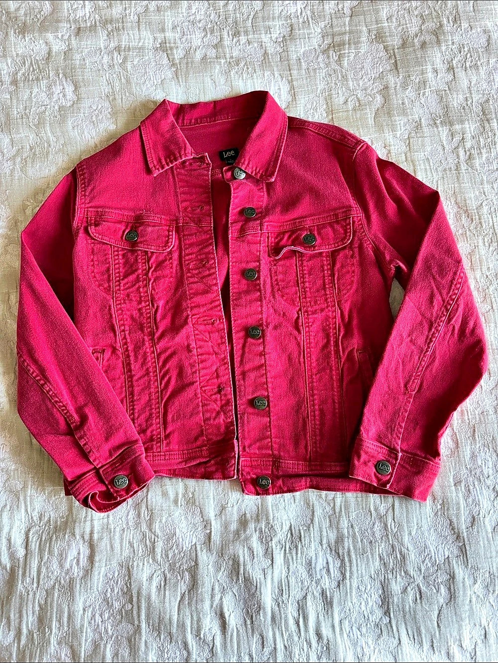 Lee Women's Pink Jean Jacket Size Small Like New